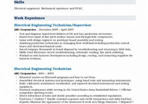 Sample Resume for Electrical Maintenance Technician Pdf Electrical Engineering Technician Resume Samples