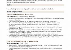 Sample Resume for Electrical Maintenance Technician Pdf Electrical Maintenance Technician Resume Samples