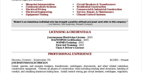 Sample Resume for Electrician In Maintenance Electrician Resume Template 5 Free Word Excel Pdf