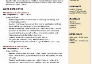 Sample Resume for Electrician In Maintenance Maintenance Electrician Resume Samples
