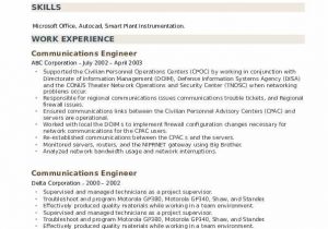 Sample Resume for Electronics and Communication Engineer Experienced Munications Engineer Resume Samples
