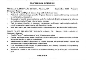 Sample Resume for Elementary Education Teacher Elementary Teacher Resume Sample & Writing Tips
