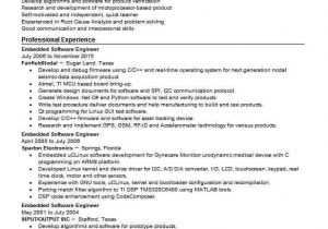 Sample Resume for Embedded software Engineer Embedded Engineer Resume 1 Year Experience