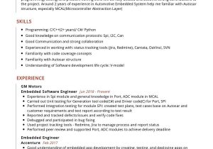Sample Resume for Embedded software Engineer Experienced Embedded software Engineer Resume Sample Resumekraft