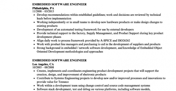 Sample Resume for Embedded software Engineer Experienced Sample Resume for Experienced software Engineer Resume