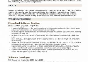 Sample Resume for Embedded software Engineer Fresher Embedded software Engineer Resume Samples