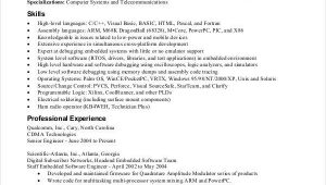 Sample Resume for Embedded software Engineer Fresher Good Best Resume format for Freshers software Engineers