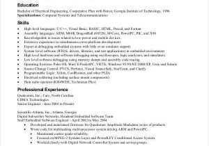 Sample Resume for Embedded software Engineer Fresher Good Best Resume format for Freshers software Engineers