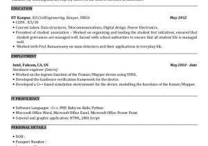 Sample Resume for Engineering Students India Sample Resume format for Freshers software Engineers
