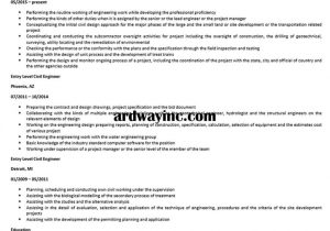 Sample Resume for Entry Level Civil Engineer Entry Level Civil Engineer Resume Sample