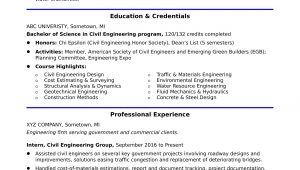 Sample Resume for Entry Level Civil Engineer Sample Resume for An Entry Level Civil Engineer
