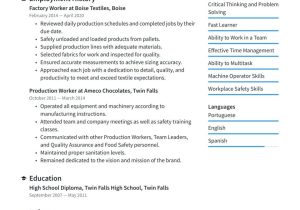 Sample Resume for Entry Level Production Worker Factory Worker Resume Examples & Writing Tips 2022 (free Guide)