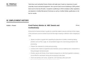 Sample Resume for Entry Level Production Worker Factory Worker Resume & Writing Guide  12 Resume Examples 2022