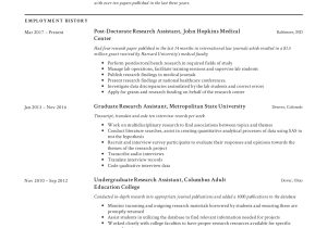 Sample Resume for Entry Level Research assistant Research assistant Resume & Writing Guide  12 Resume Examples