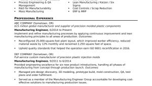 Sample Resume for Entry Manufacturing Engineer Manufacturing Engineer Resume Sample Monster.com