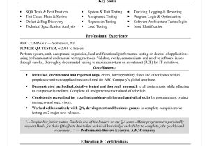Sample Resume for Entry Quality assurance Entry-level software Tester Resume Monster.com
