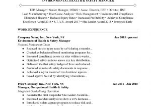 Sample Resume for Environmental Health and Safety Environmental Health and Safety Manager Resume Example Free