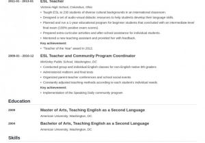 Sample Resume for Esl Teaching Job Qualified English Teacher Cover Letter Samples & Templates