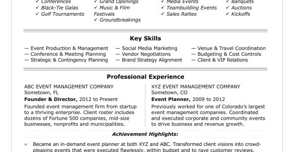 Sample Resume for event Coordinator Position event Coordinator Resume Sample Monster.com