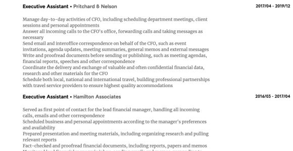 Sample Resume for Executive assistant to Cfo Executive assistant Resume Samples All Experience Levels …