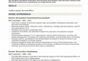 Sample Resume for Executive assistant to Senior Executive Senior Executive assistant Resume Samples