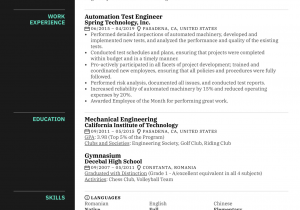 Sample Resume for Experienced Automation Test Engineer Automation Test Engineer Resume Sample