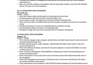 Sample Resume for Experienced Automation Test Engineer Automation Test Engineer Resume Samples