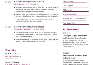 Sample Resume for Experienced Cognos Report Developer Business Intelligence Developer Resume with Content Sample Craftmycv