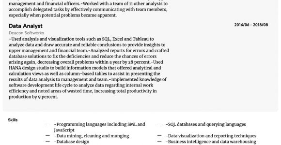 Sample Resume for Experienced Data Analyst Data Analyst Resume Samples