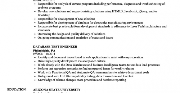 Sample Resume for Experienced Database Test Engineer Database Test Engineer Resume Samples
