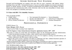 Sample Resume for Experienced Database Test Engineer Sample Resume for software Test Engineer with Experience