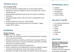 Sample Resume for Experienced Devops Engineer Devops Engineer Resume Sample 2021