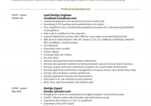 Sample Resume for Experienced Devops Engineer Lead Devops Engineer Resume Sample