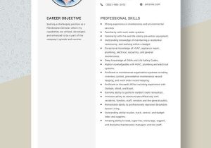 Sample Resume for Experienced Electrical Maintenance Manager Maintenance Resume Templates – Design, Free, Download Template.net