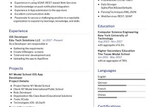 Sample Resume for Experienced Ios Developer Ios Developer Resume Samples