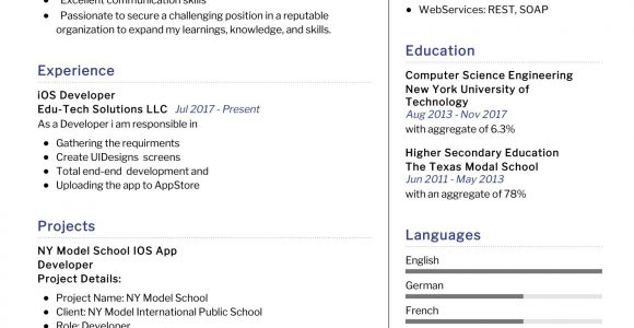 Sample Resume for Experienced Ios Developer Ios Developer Resume Samples