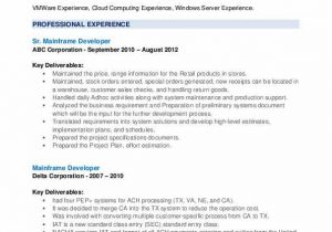 Sample Resume for Experienced Mainframe Developer Mainframe Developer Resume Samples