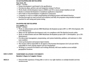 Sample Resume for Experienced Mainframe Developer Mainframe Developer Resume Samples