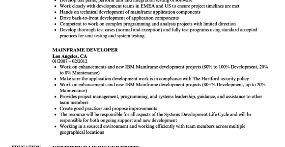 Sample Resume for Experienced Mainframe Developer Mainframe Developer Resume Samples