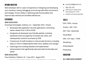 Sample Resume for Experienced Net Developer Web Developer Resume Sample & Writing Tips