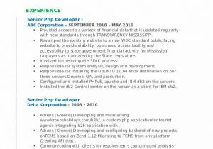 Sample Resume for Experienced PHP Developer Free Download Senior PHP Developer Resume Samples