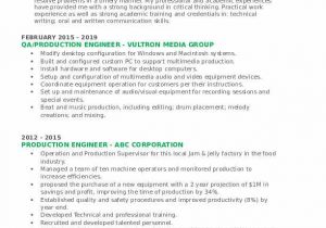 Sample Resume for Experienced Production Engineer Pdf Production Engineer Resume Samples