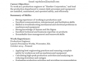 Sample Resume for Experienced Production Engineer Pdf Production Engineering Resume
