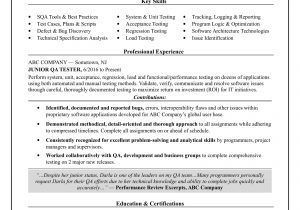 Sample Resume for Experienced Qa Tester Entry Level Qa software Tester Resume Sample