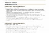 Sample Resume for Experienced Quality assurance Engineer Lead Quality assurance Engineer Resume Samples