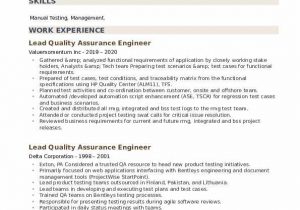 Sample Resume for Experienced Quality assurance Engineer Lead Quality assurance Engineer Resume Samples