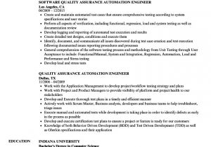 Sample Resume for Experienced Quality assurance Engineer Quality assurance Engineer Resume