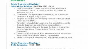 Sample Resume for Experienced Salesforce Developer Senior Salesforce Developer Resume Samples