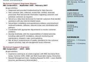 Sample Resume for Experienced Technical Support Engineer Technical Support Engineer Resume Samples