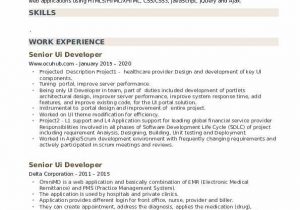 Sample Resume for Experienced Ui Developer Free Download Senior Ui Developer Resume Samples